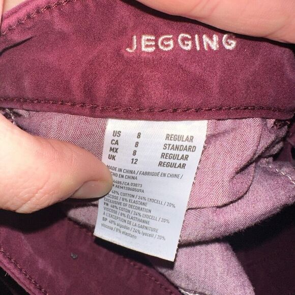 American Eagle 8 burgundy stretchy normcore basic jeggings - Picture 2 of 3